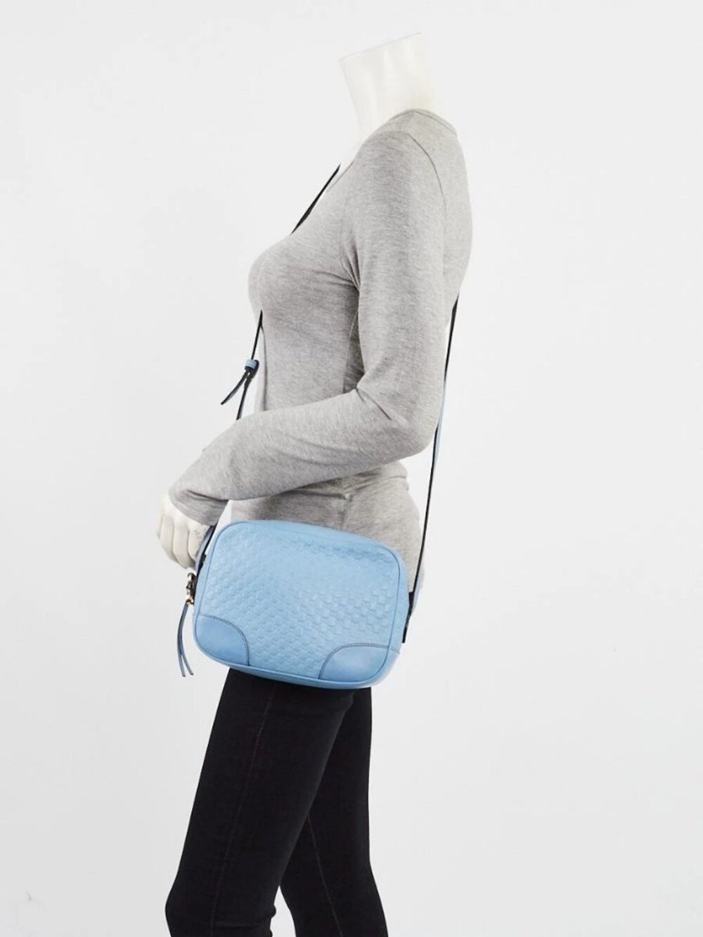 Gucci Light Blue Micro Guccissima Leather Crossbody Bag - Picture 4 of 10